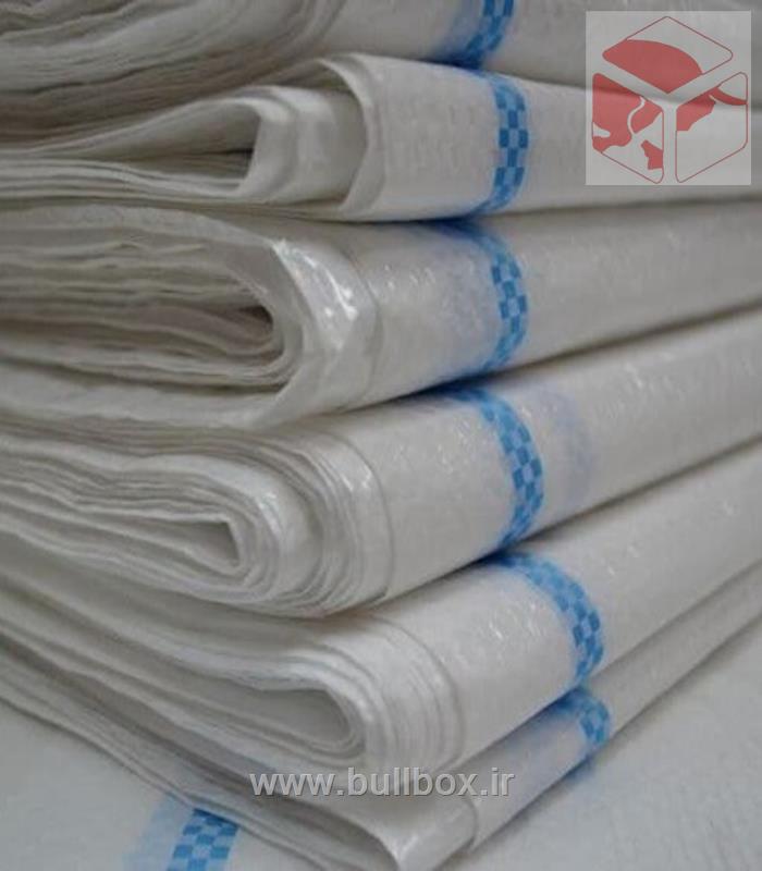  کیسه گونی سفید خط ابی سایز 80 در 120 ( 1 عددی)مناسب اسباب کشی و جابحایی
